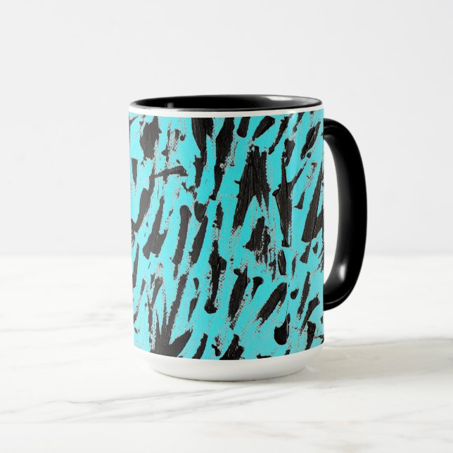 Aquamarine Tierausdruck Abstrakt Tasse (VorderseiteRechts)