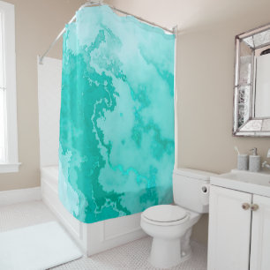 Aquamarine Tinte verschüttetes Foto Duschvorhang
