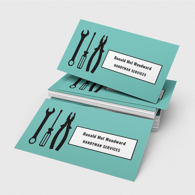 Aquamarine Tool Handyman Services Business Card Visitenkarte (Von Creator hochgeladen)