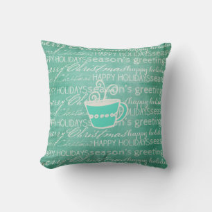 Aquamarine Topografie Hot Chocolate Holiday Kissen