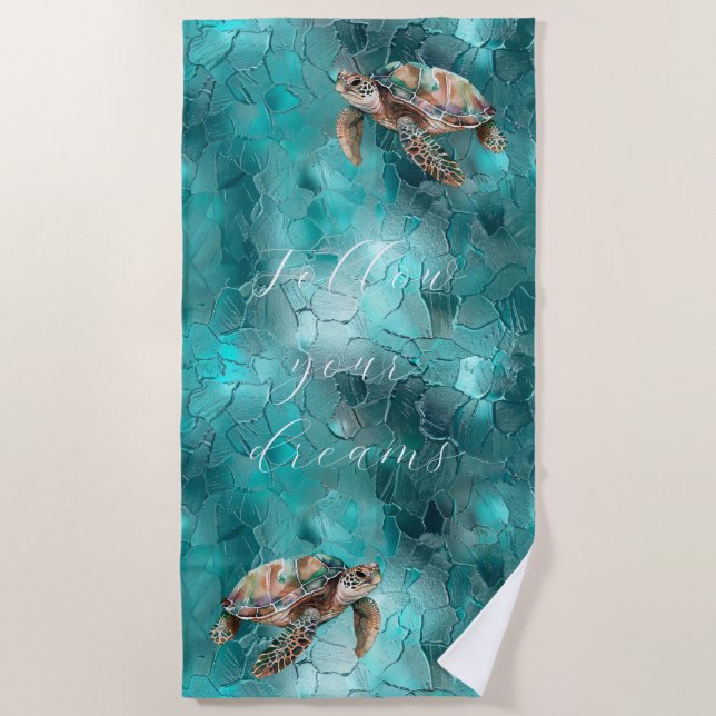 Aquamarine Traumschildkröten Strandtuch (Vorderseite)