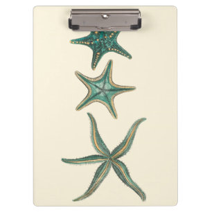 Aquamarine Triple Starfish Klemmbrett
