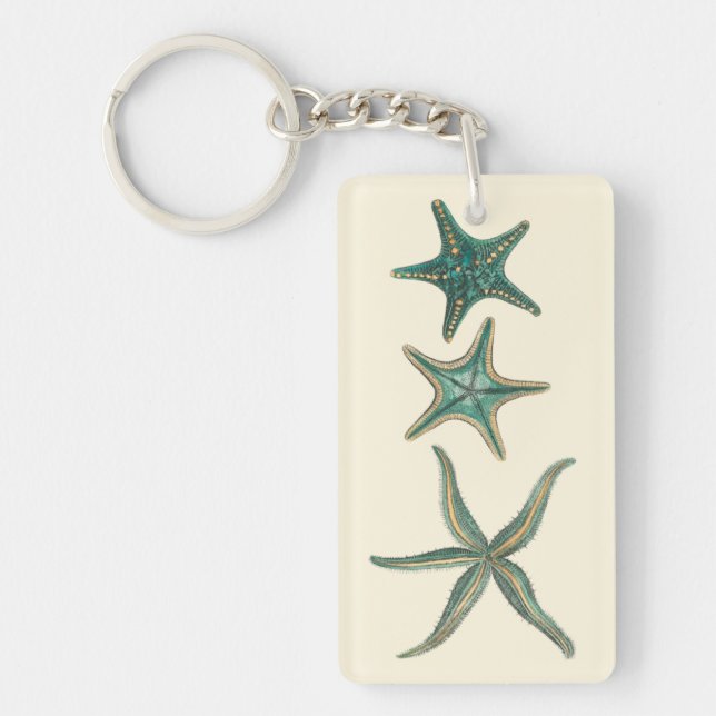 Aquamarine Triple Starfish Schlüsselanhänger (Vorderseite)