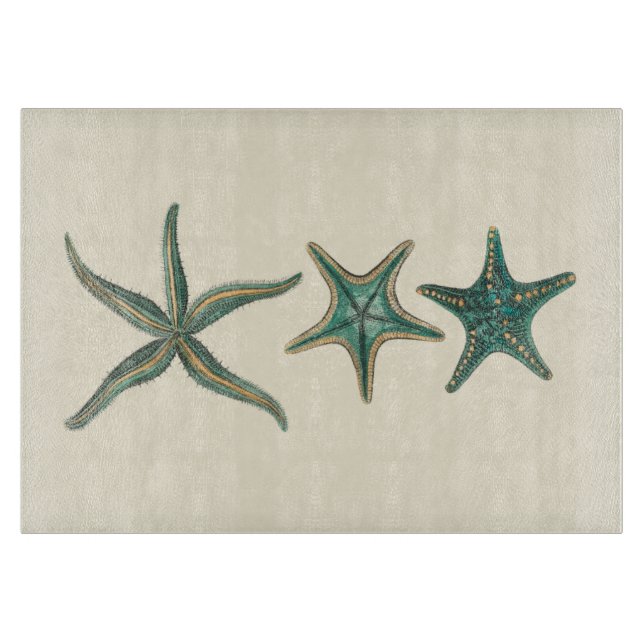 Aquamarine Triple Starfish Schneidebrett (Vorderseite)