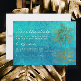 Aquamarine Tropenpalme Rette unsere Hochzeit Save The Date