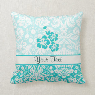 Aquamarine tropische Blume Kissen