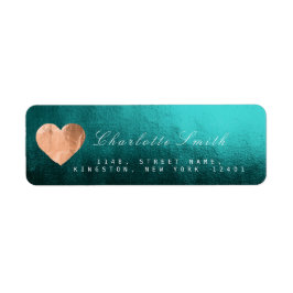 Aquamarine tropische Herz Pink-Gold-Rücksendeadres