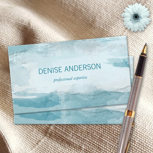 Aquamarine Türkische Abstrakt Ocean Business Card Visitenkarte (Von Creator hochgeladen)