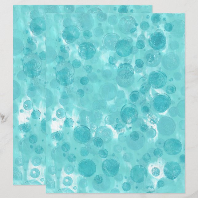 Aquamarine türkisfarbene Blasen auf weißem Scrapbo (Vorne/Hinten)