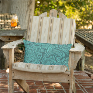 Aquamarine türkisfarbene Imitat aus Leder-Blumenmu Kissen Für Draußen