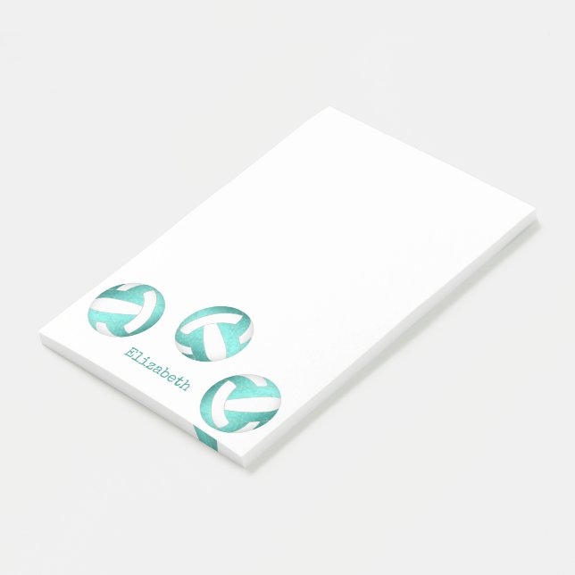 aquamarine türkisfarbene personalisierte Mädels Vo Post-it Klebezettel (angewinkelt)