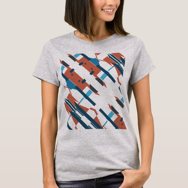 Aquamarine türkisfarbene Slanted Südwest Look Desi T-Shirt (Vorderseite)