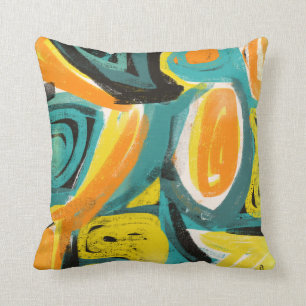 Aquamarine u. orange abstrakte moderne kissen