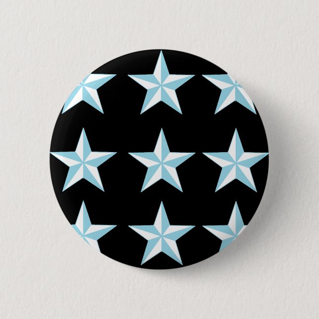 Aquamarine u. schwarze Sterne Button (Vorderseite)