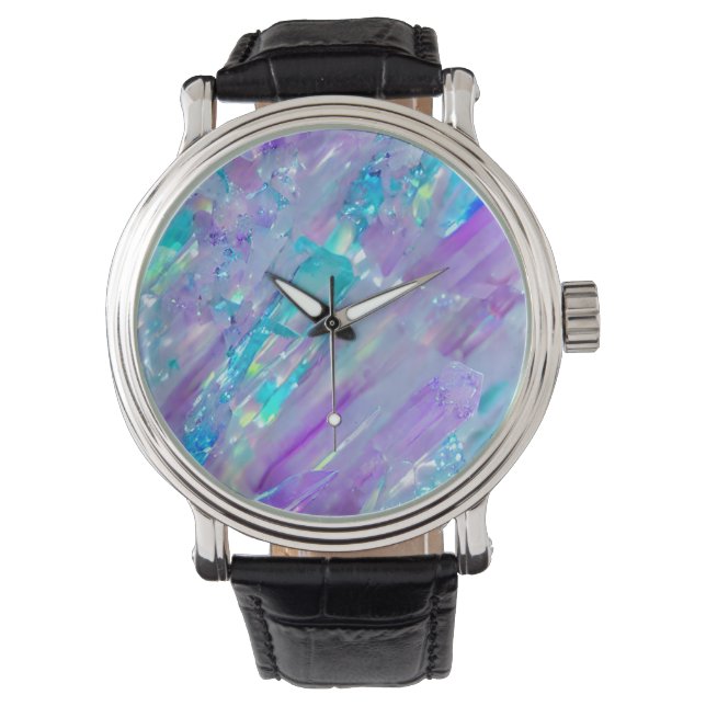 Aquamarine und Amethyst Crystal Armbanduhr (Vorderseite)