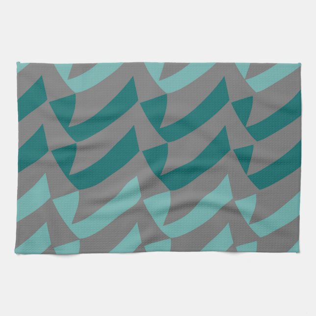 Aquamarine und Aqua-Grau-Karos Küchentuch (Horizontal)