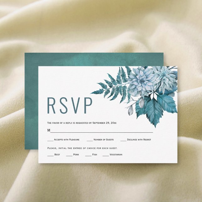 Aquamarine und aquablaue Blumen Blumen Sommerhochz RSVP Karte (Von Creator hochgeladen)