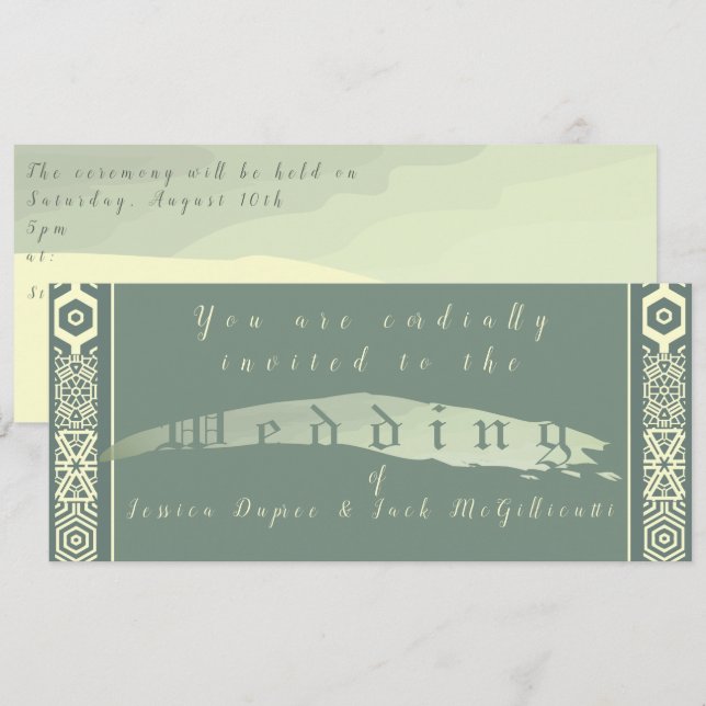 Aquamarine und arabische Einladung zur Hochzeit (Vorne/Hinten)