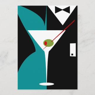 Aquamarine und Black Art Deco Cocktail Geburtstags Einladung