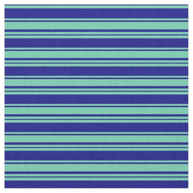 Aquamarine und Blaue Linien Stoff (Nahaufnahme)