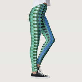 Aquamarine und blaue Trippy Stripes Cool Psychedel Leggings