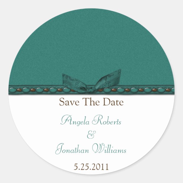 Aquamarine und braun Save the Date Aufkleber (Vorderseite)