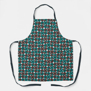 Aquamarine und braune Retro-Bio Formen Schürze