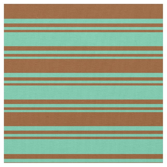 Aquamarine und braunes Muster Stoff (Nahaufnahme)
