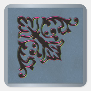 Aquamarine und Crimson Metallic Wedding Quadratischer Aufkleber