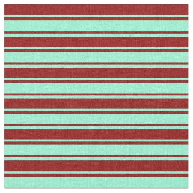 Aquamarine und dunkle rote Streifen Stoff (Nahaufnahme)