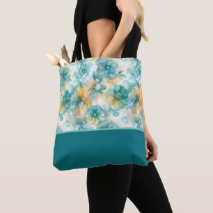 Aquamarine und gelbe Blumen Alkoholfarbblock Tasche
