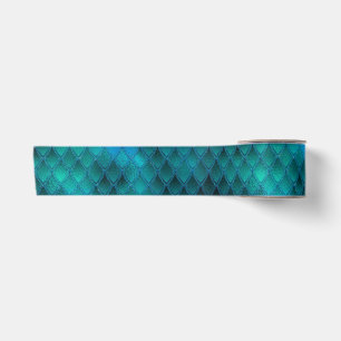 Aquamarine und Glitzer-Drachenskala schimmern Satinband