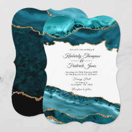 Aquamarine und Gold Agate Hochzeit Einladung