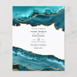 Aquamarine und Gold Agate Hochzeitseinladung Flyer