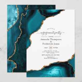 Aquamarine und Gold Agate-Partnerin Einladung