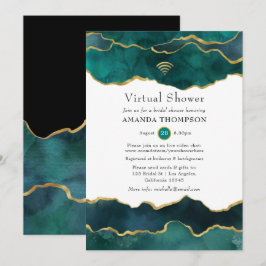 Aquamarine und Gold Geode Agate Stone Virtual Show Einladung