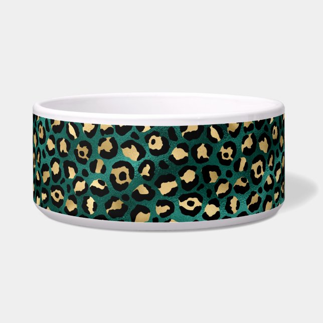 Aquamarine und Gold Leopard Serie Design 3 Bowl Napf (Vorderseite)