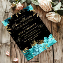 Aquamarine und Gold Rose Blumenladen 16 . Geburtst