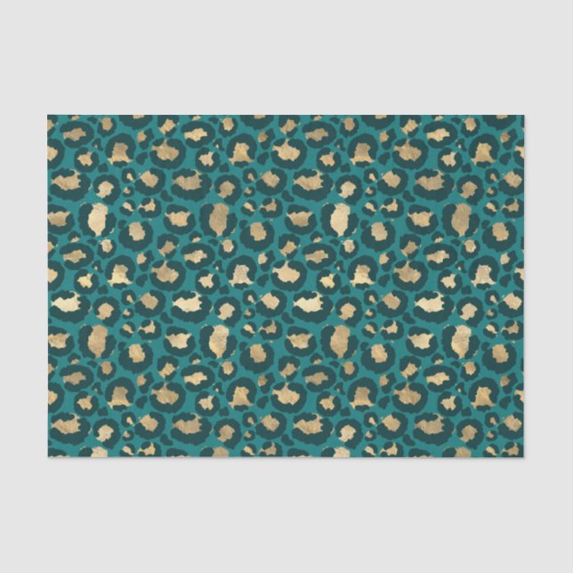 Aquamarine und goldene Blätter Seidenpapier (Vorderseite)