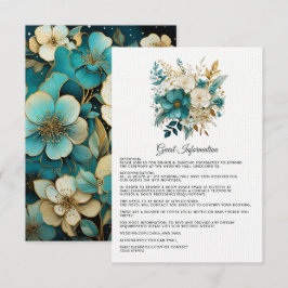 Aquamarine und goldene Blumengäste Details Begleitkarte