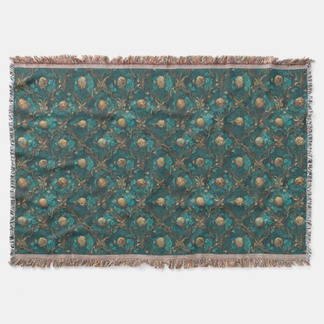 Aquamarine und goldene Blumenzange Decke (Vorderseite)