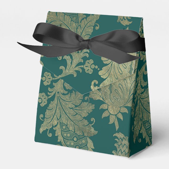 Aquamarine und goldene Damaskus Geschenkschachtel (Vorderseite)