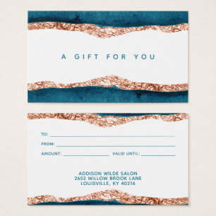Aquamarine und goldene Geschenkkarte