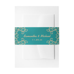 Aquamarine und goldene Indianer Inspiriert Einladungsbanderole