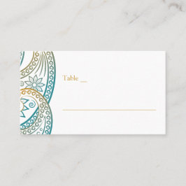 Aquamarine und goldene Paisley Wedding Platzkarte