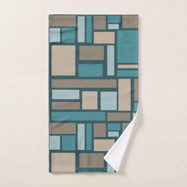 Aquamarine und goldene Rechtecke im Mittelalter Handtuch (Handtuch)