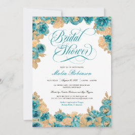 Aquamarine und goldene Rose Elegantes Brautparty Einladung