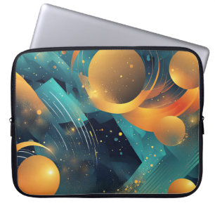 Aquamarine und goldene Spur Abstrakt Laptopschutzhülle
