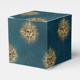 Aquamarine und goldene Vintage Sonne Geschenkschachtel