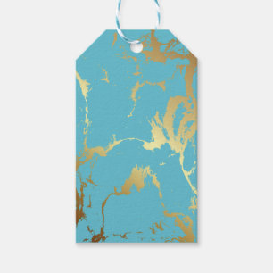 Aquamarine und goldfarbene Marmor-Acrylmalerei Die Geschenkanhänger